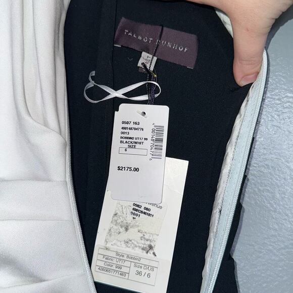 Talbot Runhof Two Tone Ruffle Column Maxi Gown Black White Size 6 NWT - Picture 5 of 14